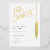 Folie Tassel Afstudeerder Partij Afstuderen Uitnod Folie Feestdagenkaart (Voorkant)