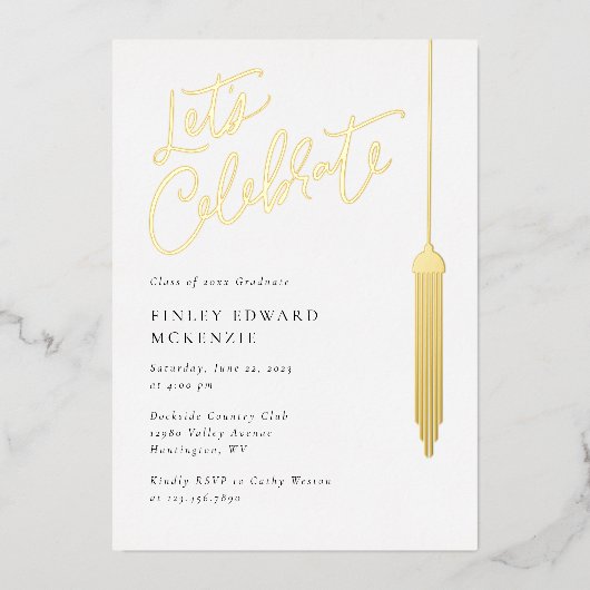 Folie Tassel Afstudeerder Partij Afstuderen Uitnod Folie Feestdagenkaart (Voorkant)