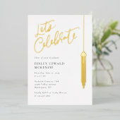 Folie Tassel Afstudeerder Partij Afstuderen Uitnod Folie Feestdagenkaart (Staand Voorkant)