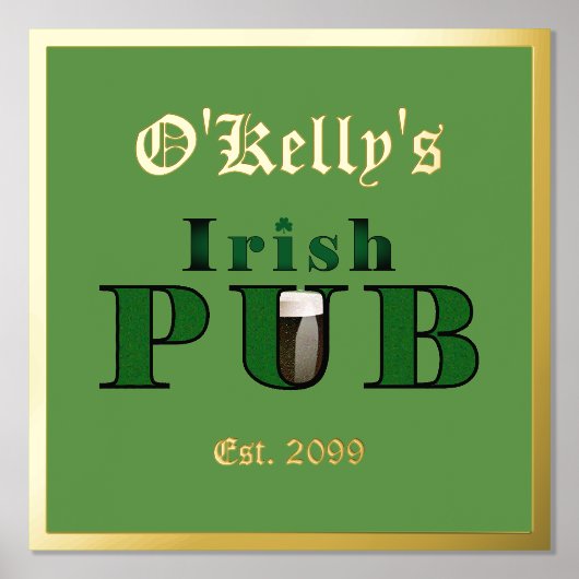 Folie Text Accent Irish Pub Print Poster (Voorkant)