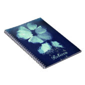 Folie Torquoise Floral Navy Blue Script Monogram Notitieboek (Rechterzijde)