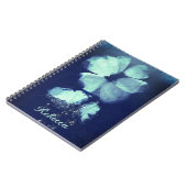 Folie Torquoise Floral Navy Blue Script Monogram Notitieboek (Linkerzijde)
