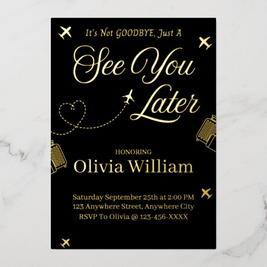 Folie Tot ziens Afscheid Uitnodiging Kaart (Voorkant)