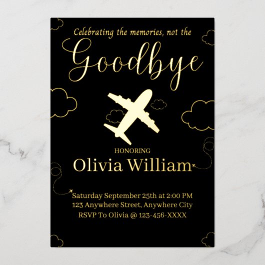 Folie Tot ziens Afscheid Uitnodiging Kaart (Voorkant)