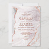 Folie Trendy Wedding White & Roos Gold Agate Marbl Kaart (Voorkant)