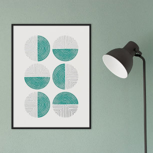 Folie Turquoise Cirkel Geometrische Kunst Print Po
