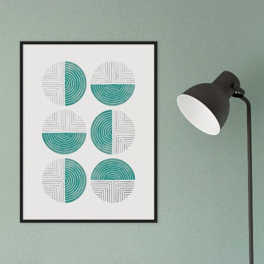 Folie Turquoise Cirkel Geometrische Kunst Print Po