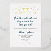 Folie Twinkle Twinkle Little Star Baby shower Uitnodiging (Voorkant)