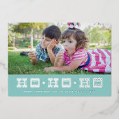 Folie Typografisch Ho Ho Holiday Kaart - Blauw (Voorkant)