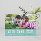 Folie Typografisch Ho Ho Holiday Kaart - Blauw (Staand Voorkant)