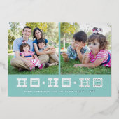 Folie Typografisch Ho Ho Holiday Kaart - Blauw (Voorkant)