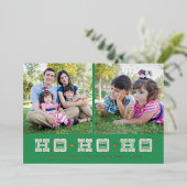 Folie Typografisch Ho Ho Holiday Kaart - Groen (Staand Voorkant)