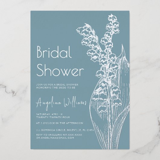 Folie uitnodiging bruidsdouche. (Voorkant)