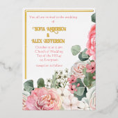 Folie Uitnodiging met waterverf bloemen (Voorkant)