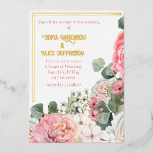 Folie Uitnodiging met waterverf bloemen