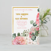 Folie Uitnodiging met waterverf bloemen (Staand Voorkant)