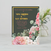 Folie Uitnodiging met waterverf bloemen (Staand Voorkant)