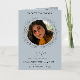 Folie Uitvaartprogramma foto in cirkelkrans Folie Wenskaart