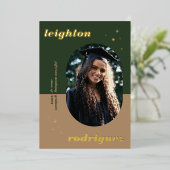 Folie Unieke bekendmaking van het Afstuderen Rond Folie Uitnodiging (Staand Voorkant)