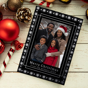 Folie Vakantie Kaart 2 Foto Familie Kerst Zwart