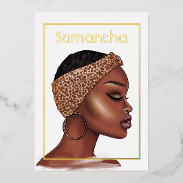 Folie van Black Woman Birthday Party Folie Uitnodiging