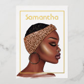 Folie van Black Woman Birthday Party Folie Uitnodiging (Voorkant)