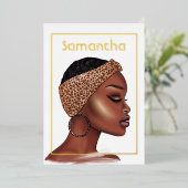 Folie van Black Woman Birthday Party Folie Uitnodiging (Staand Voorkant)