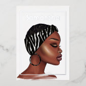 Folie van Black Woman Birthday Party Folie Uitnodiging (Voorkant)