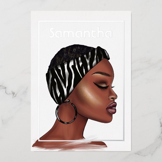 Folie van Black Woman Birthday Party Folie Uitnodiging (Voorkant)