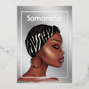 Folie van Black Woman Birthday Party Folie Uitnodiging