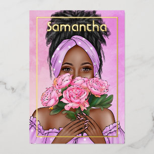 Folie van Black Woman Birthday Party Folie Uitnodiging