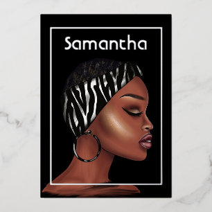 Folie van Black Woman Birthday Party Folie Uitnodiging