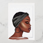 Folie van Black Woman Birthday Party Folie Uitnodiging (Voorkant)