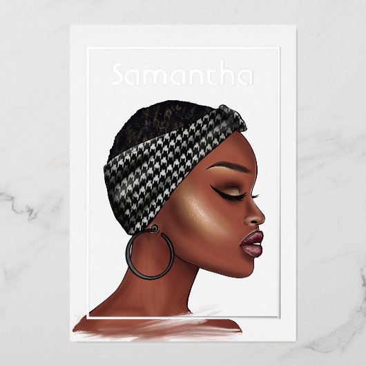 Folie van Black Woman Birthday Party Folie Uitnodiging (Voorkant)