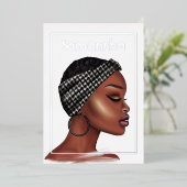 Folie van Black Woman Birthday Party Folie Uitnodiging (Staand Voorkant)