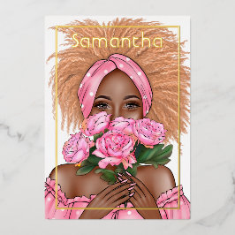 Folie van Black Woman Birthday Party Folie Uitnodiging