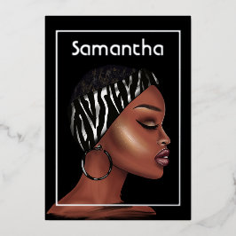 Folie van Black Woman Birthday Party Uitnodiging