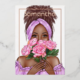 Folie van Black Woman Birthday Party Uitnodiging