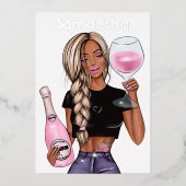 Folie van Champagne Birthday Party Folie Uitnodiging (Voorkant)