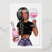 Folie van Champagne Birthday Party Folie Uitnodiging (Voorkant)