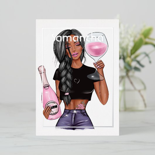 Folie van Champagne Birthday Party Folie Uitnodiging (Staand Voorkant)