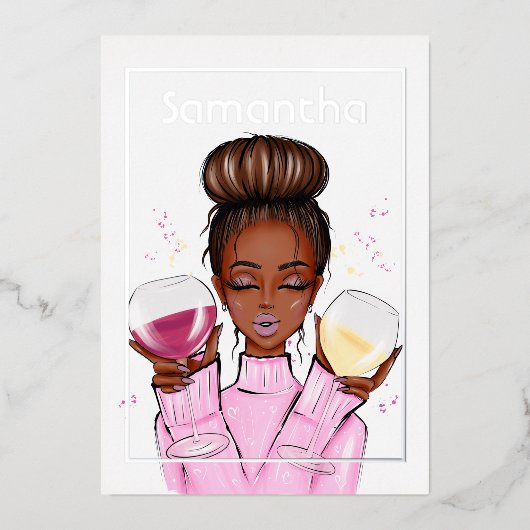 Folie van Champagne Birthday Party Folie Uitnodiging (Voorkant)