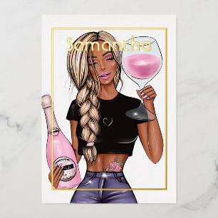 Folie van Champagne Birthday Party Uitnodiging