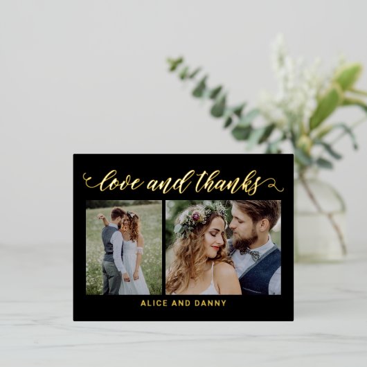 Folie van dankbare liefde Hartelijk dank Briefkaar Folie Feestdagen Briefkaart (Staand Voorkant)