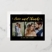 Folie van dankbare liefde Hartelijk dank Briefkaar Folie Feestdagen Briefkaart (Voorkant / Achterkant)