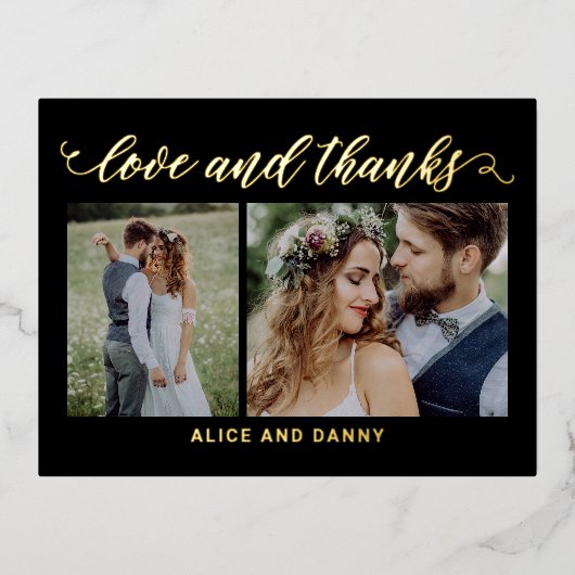 Folie van dankbare liefde Hartelijk dank Briefkaar Folie Feestdagen Briefkaart (Voorkant)