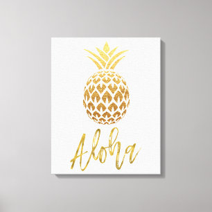 Folie van de Ananas van Aloha de Tropische Witte Canvas Afdruk