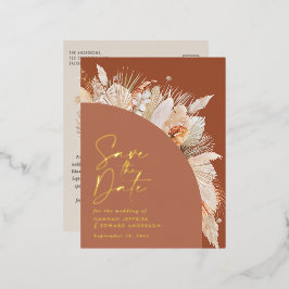 Folie van de moderne bohemische terracotta pampas  folie feestdagen briefkaart