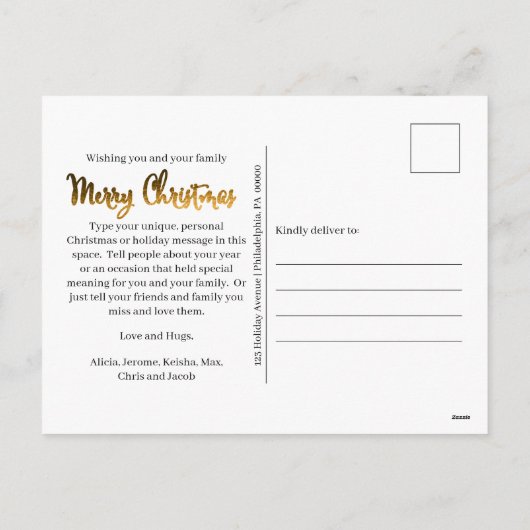 Folie van Elegant en Classy Faux Feestdagenkaart (Achterkant)