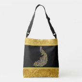 Folie van goud en paarse gouden pekel met zwart crossbody tas (Achterkant)